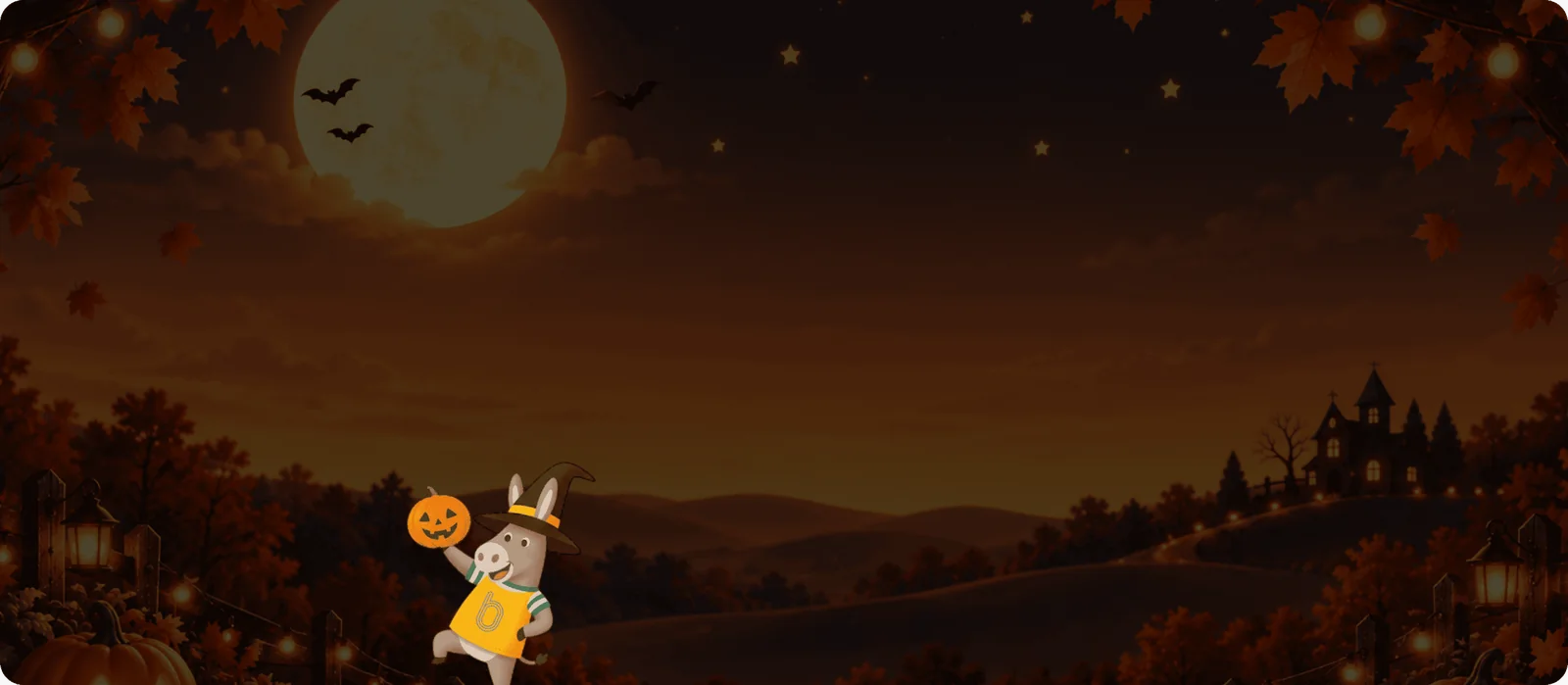 La mascotte Benvenuto nella magica notte di Halloween