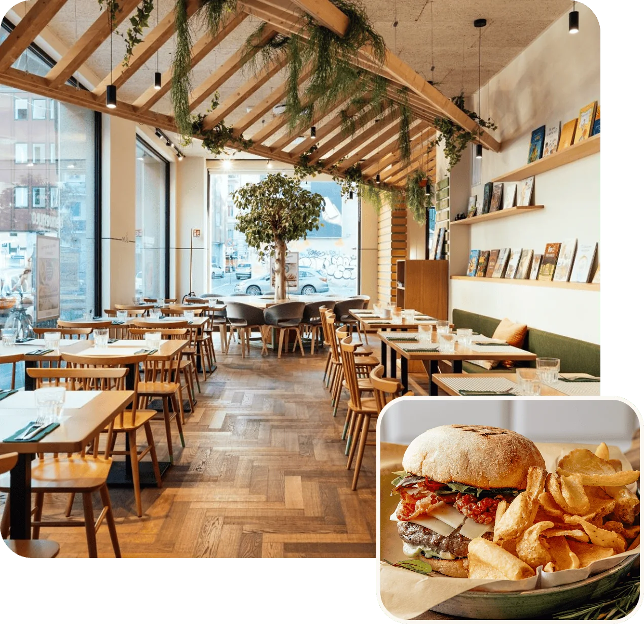 La sala luminosa del ristorante Benvenuto